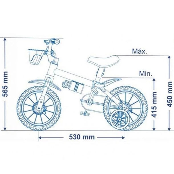 Bicicleta Infantil Aro 12 com rodinhas Nathor Black