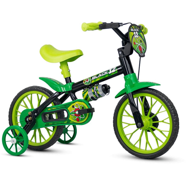Bicicleta Infantil Aro 12 com rodinhas Nathor Black