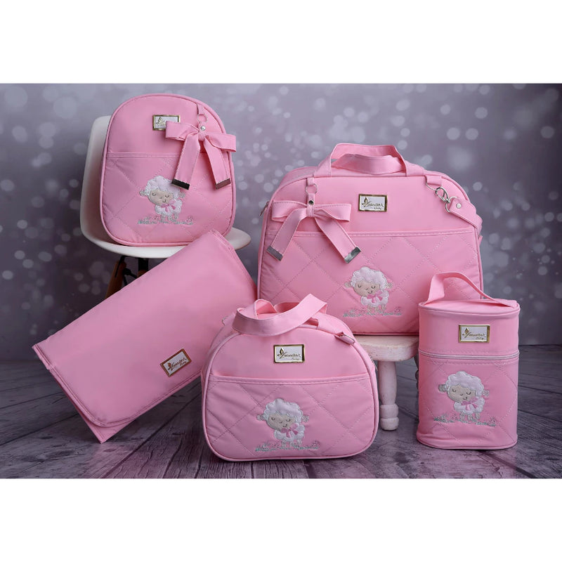 bolsa maternidade menina kit de luxo mala para bebê ovelhinha luender baby