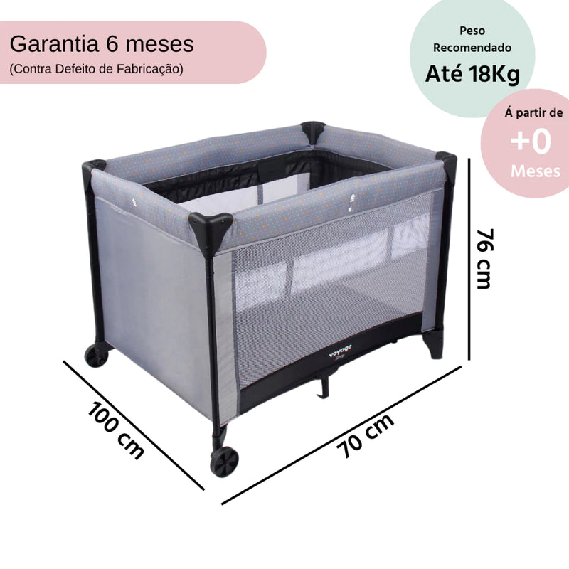 Berço Portátil Sleep até 15Kgs Voyage- Cinza