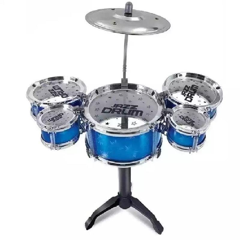 Bateria brinquedo infantil com baqueta e banquinho 5 tambor