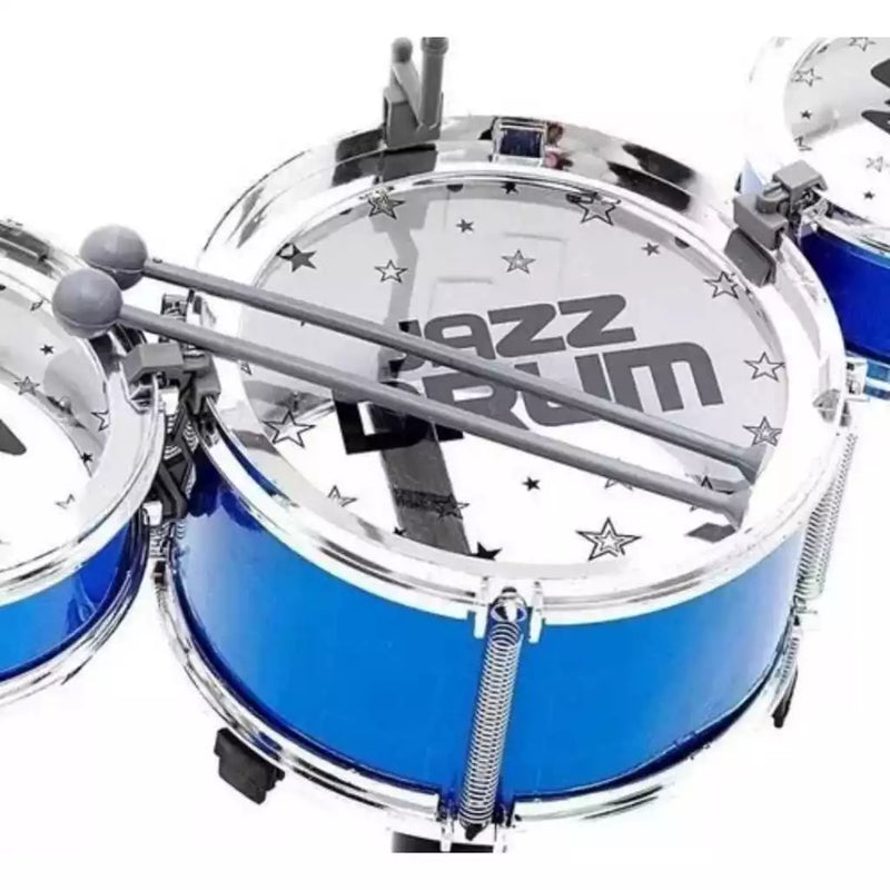 Bateria brinquedo infantil com baqueta e banquinho 5 tambor