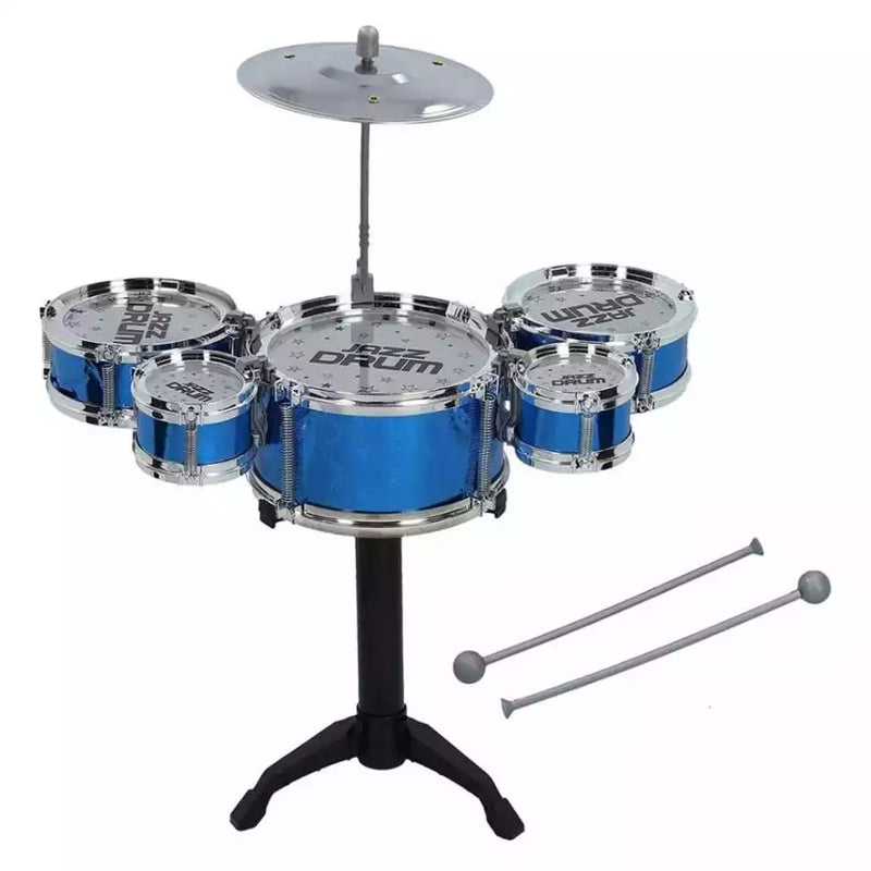 Bateria brinquedo infantil com baqueta e banquinho 5 tambor