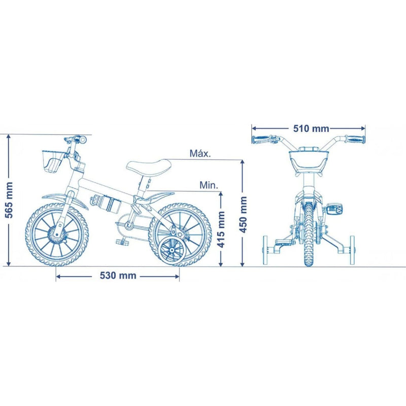 Bicicleta Infantil Nathor Aro 12 Menino Veloz Azul E Preto Criança de 90cm a 1 metro 2 A 5 Anos