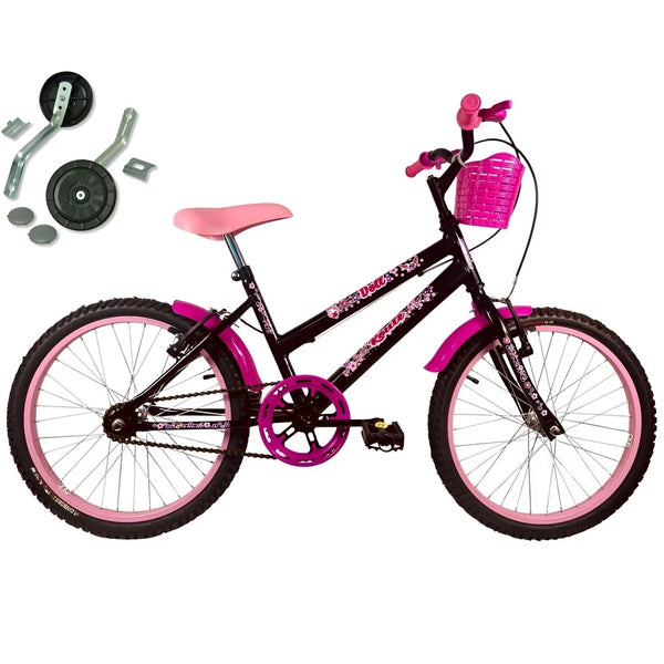 Bicicleta Infantil Aro 20 Feminina + Cesta + rodinhas