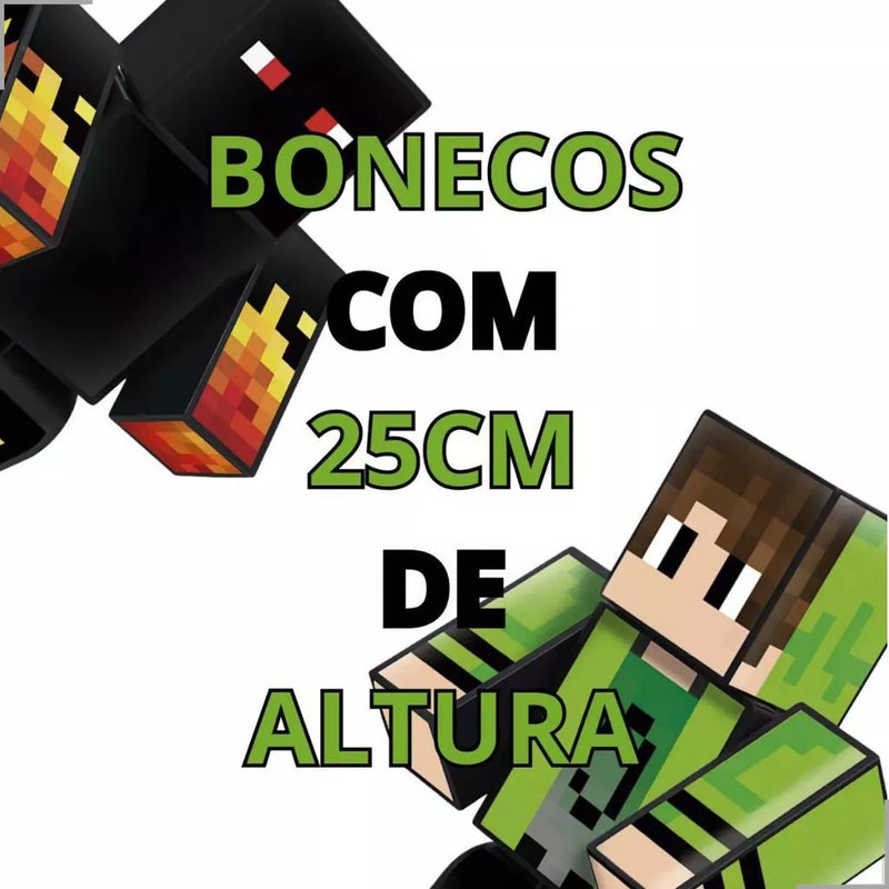 Kit Bonecos Minecraft Athos E Cadres Youtubers 25cm 2un