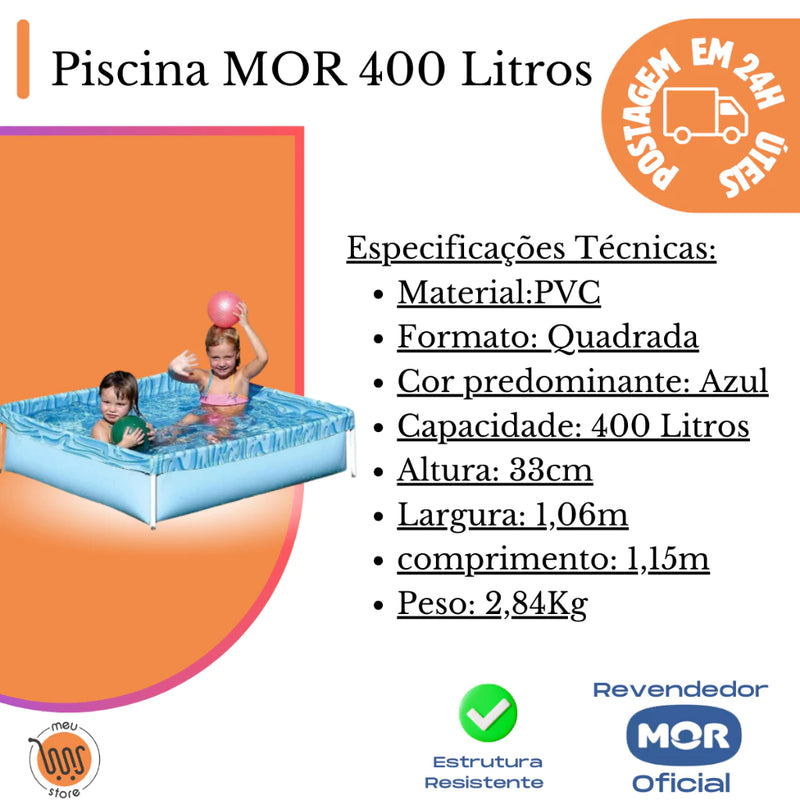 Piscina Retangular Infantil 400 Litros Verão Mor