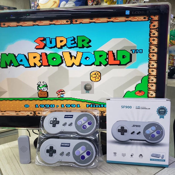 Videogame retrô SF900 Super Nintendo 5000 Game + 2 controles sem fio para videogame de 8 bits