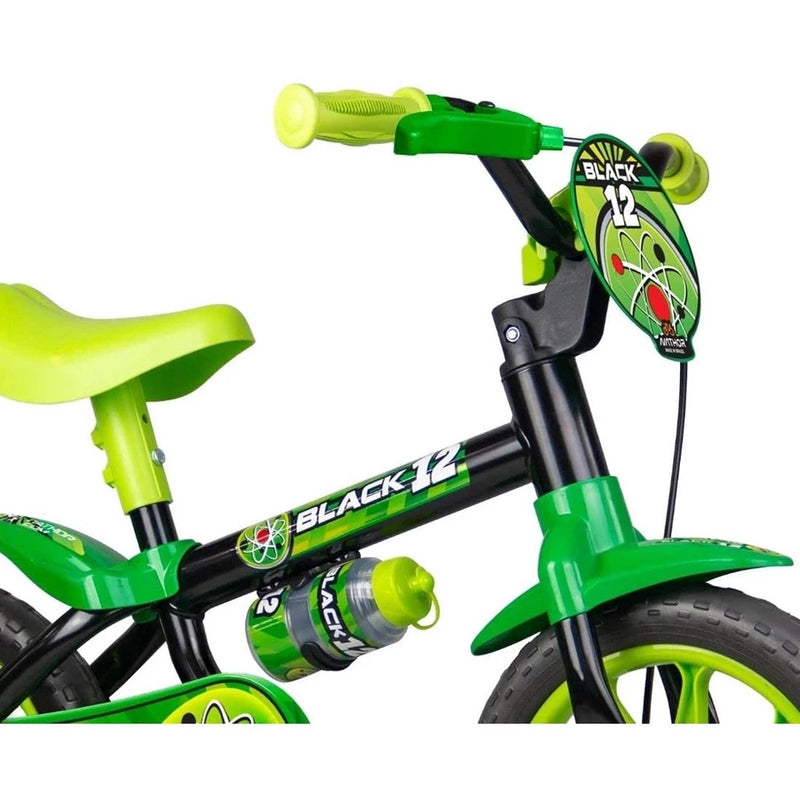 Bicicleta Infantil Aro 12 com rodinhas Nathor Black