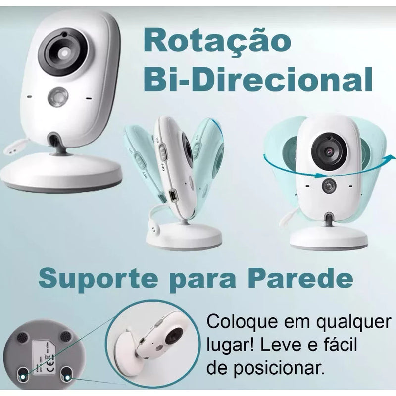 Baba Eletrônica Com Monitor Visão Noturna, Câmera c/ Audio Sensor de Temperatura MING