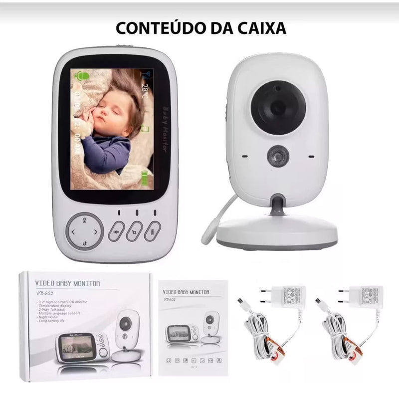 Baba Eletrônica Com Monitor Visão Noturna, Câmera c/ Audio Sensor de Temperatura MING